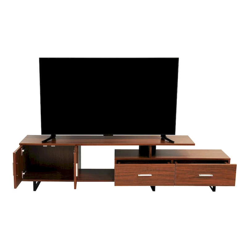 Avery 55-inch 2-Drawer 4-Shelf TV Stand in Steel