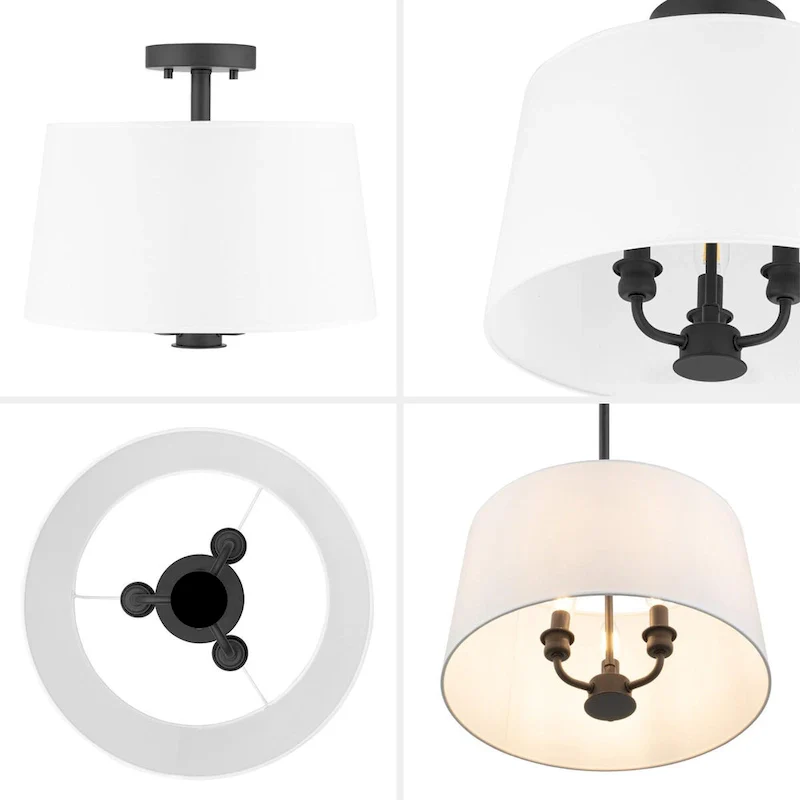 Prominence Home Billet Convertible Pendant/Semi-Flush with Fabric Shades