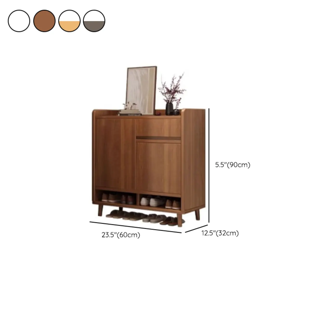 Vertical Modern White Wood Entryway Shoe Cabinet