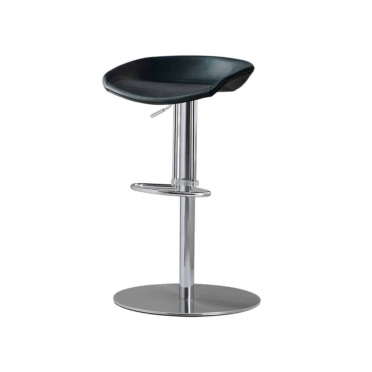 Adjustable Black Leather Saddle Swivel Bar Stools