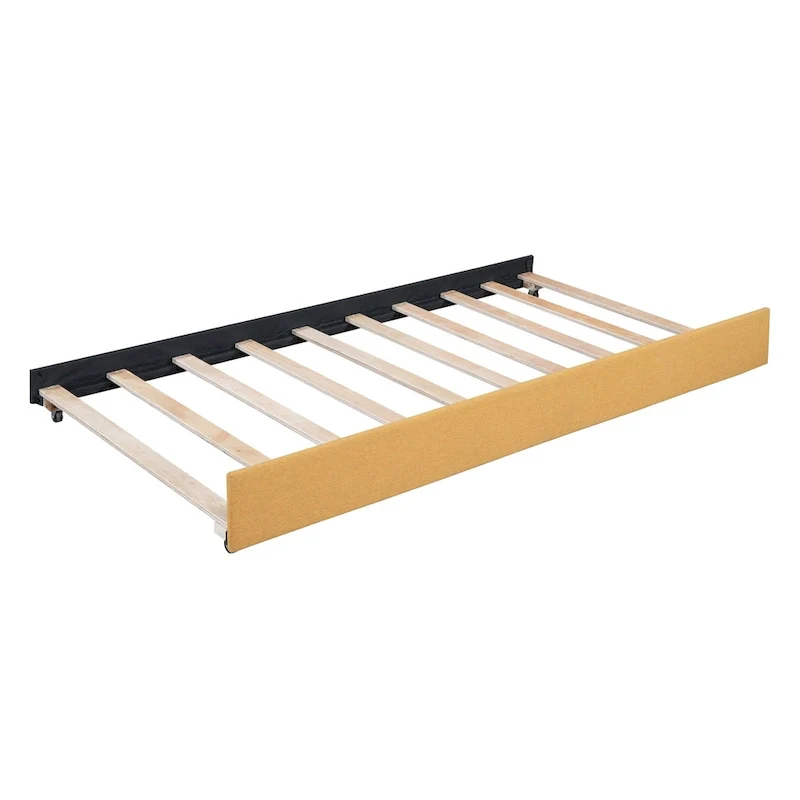 Twin Linen Daybed with Trundle and Semi-Closed Design