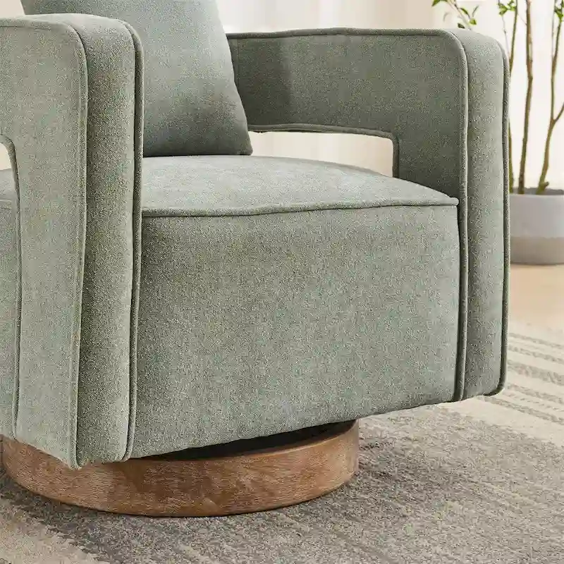 29.1 Swivel Accent Chair with Weathered Wood Base