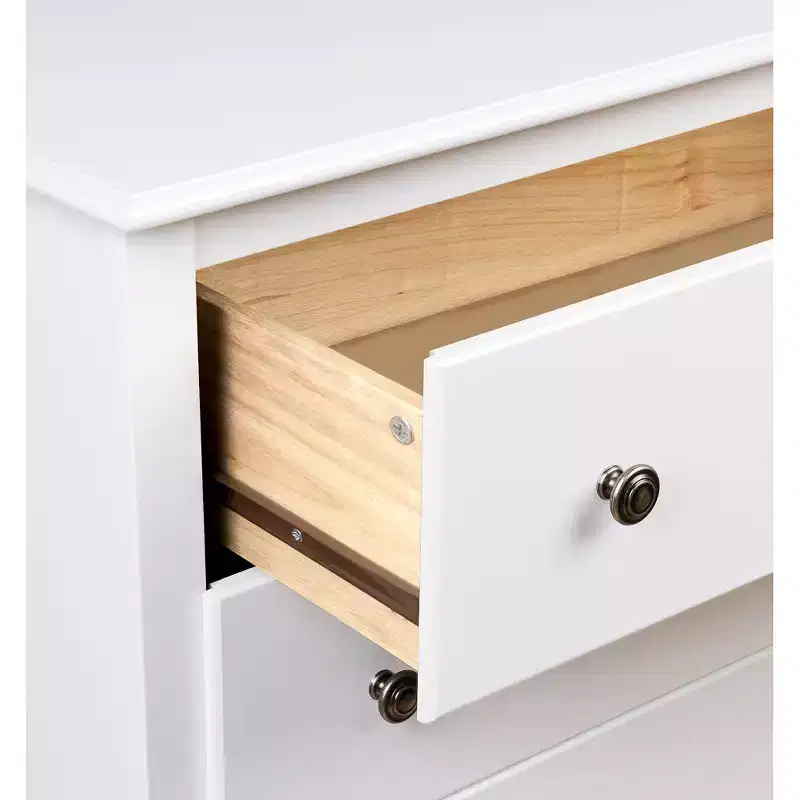 6 Drawer Dresser White - Prepac: Modern Storage Cabinet with Metal Glides & Safety Stops