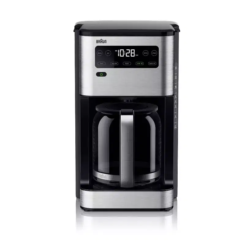Braun PureFlavor 14c Drip Coffee Maker - Black: 1200W, 14 Cup Capacity, Automatic Shut-Off, Glass Carafe, Warming Plate