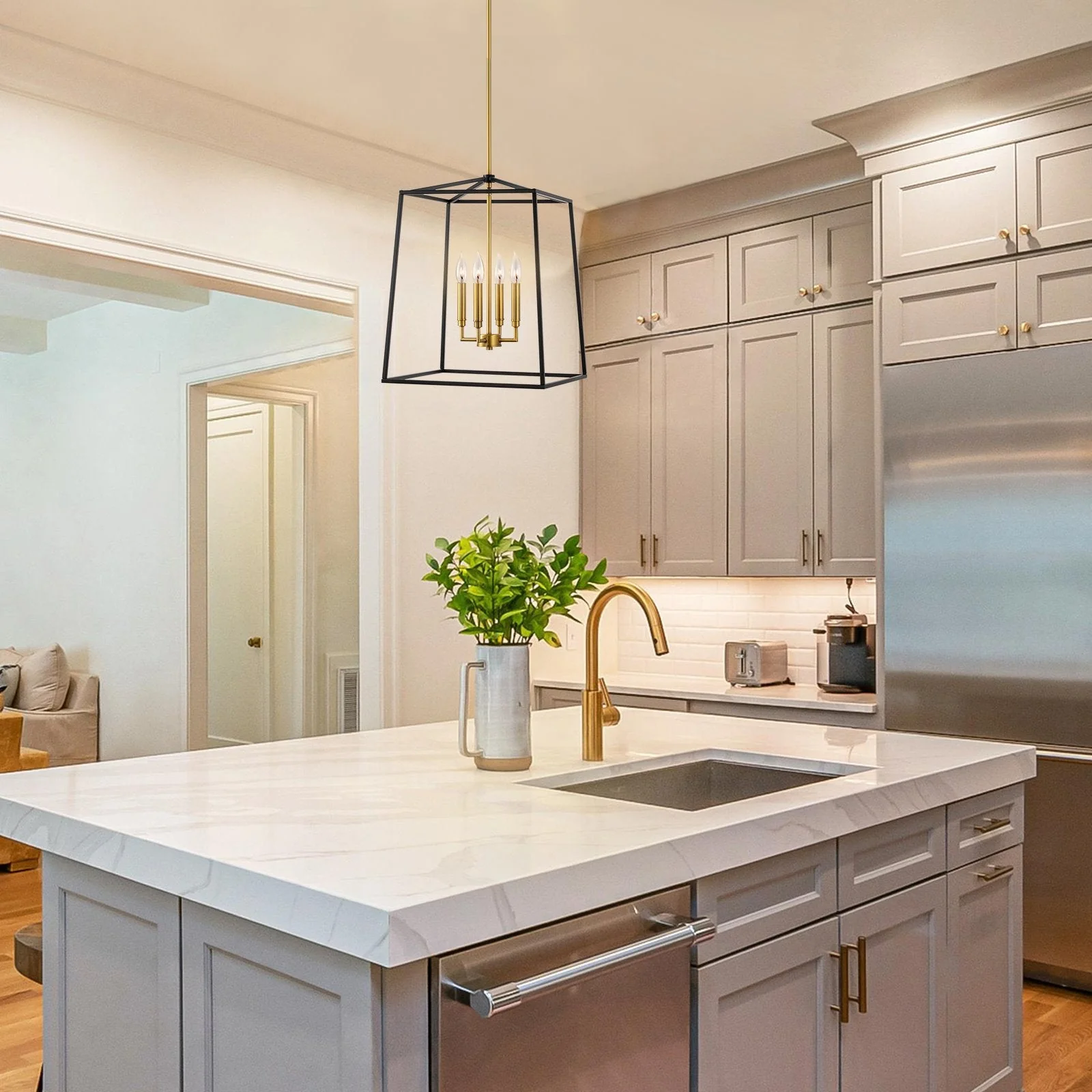 Bellevue 18 4-Light Modern Farmhouse Lantern Pendant Light