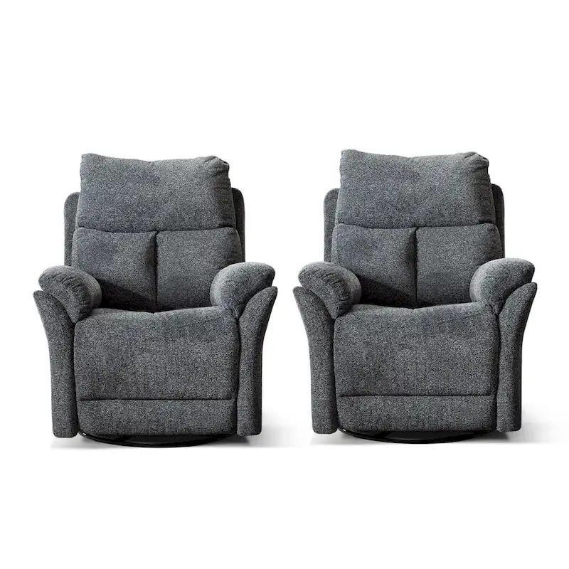 Swivel Rocker Fabric Recliner Chair Manual Reclining Sofa Set of two