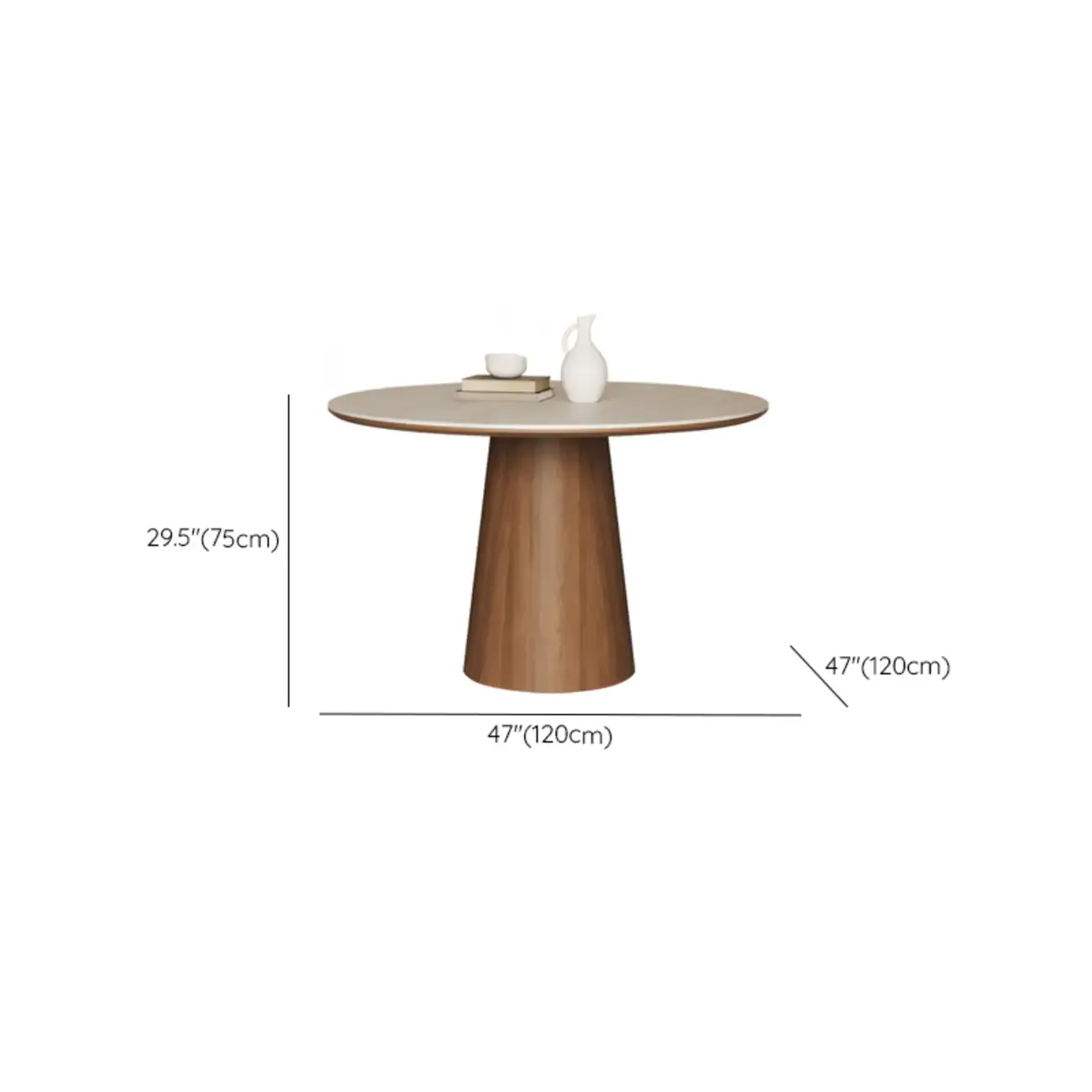 Modern Round Stone Top Pedestal Dining Table