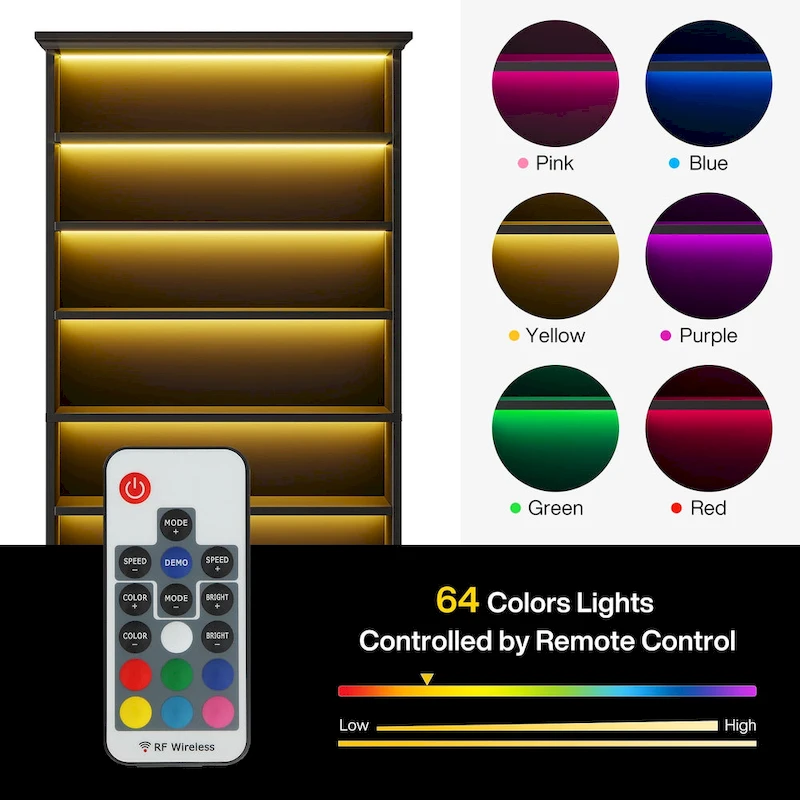 Narrow Tall Shoe Cabinet with LED Lighting, 9-Tier 30 Pairs Freestanding Shoes Storage Cabinet