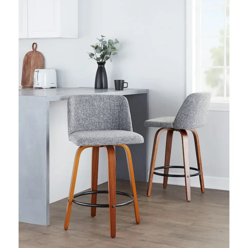 Vallberga 26 Counter Stool with Black Round Footrest (Set of 2)