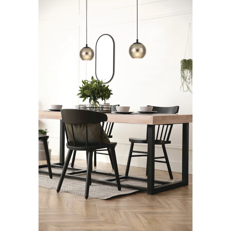 Lemorieta - 1-Light Mini Pendant - Black Finish with Gold Glass Shade - 7.00 L X 7.00 W X 6.30 H