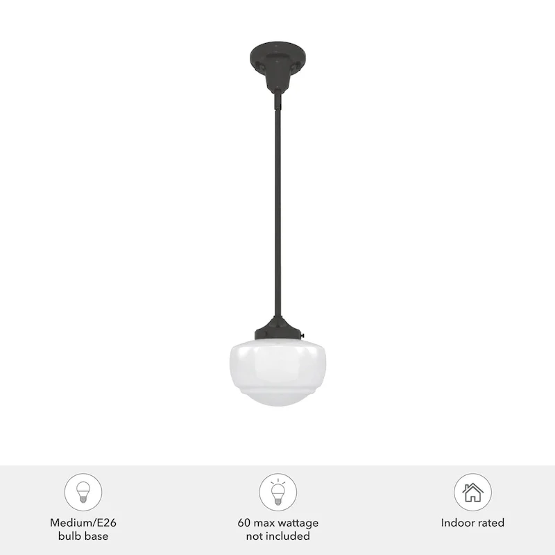 Hunter Saddle Creek 1-Light Mini Pendant / Semi-Flush Mount Ceiling Light - Kitchen Island, Dining Room, Hallway