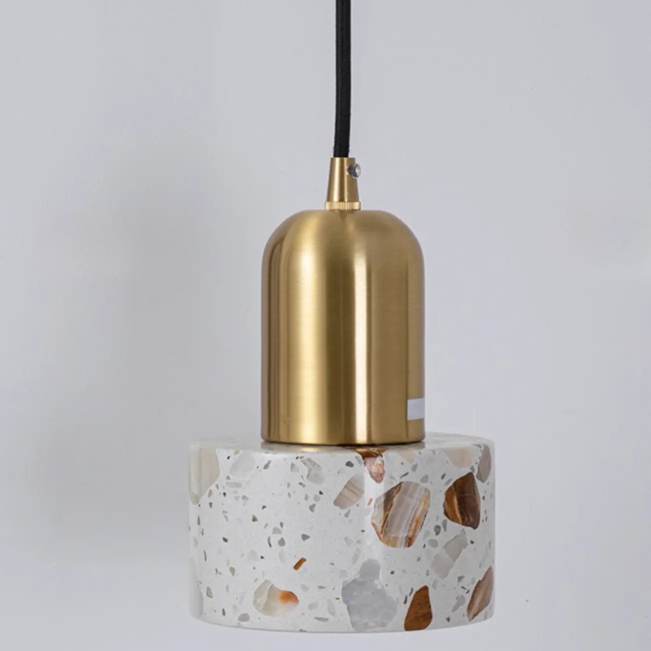 Modern Terrazzo Cylinder Brass Pendant Light