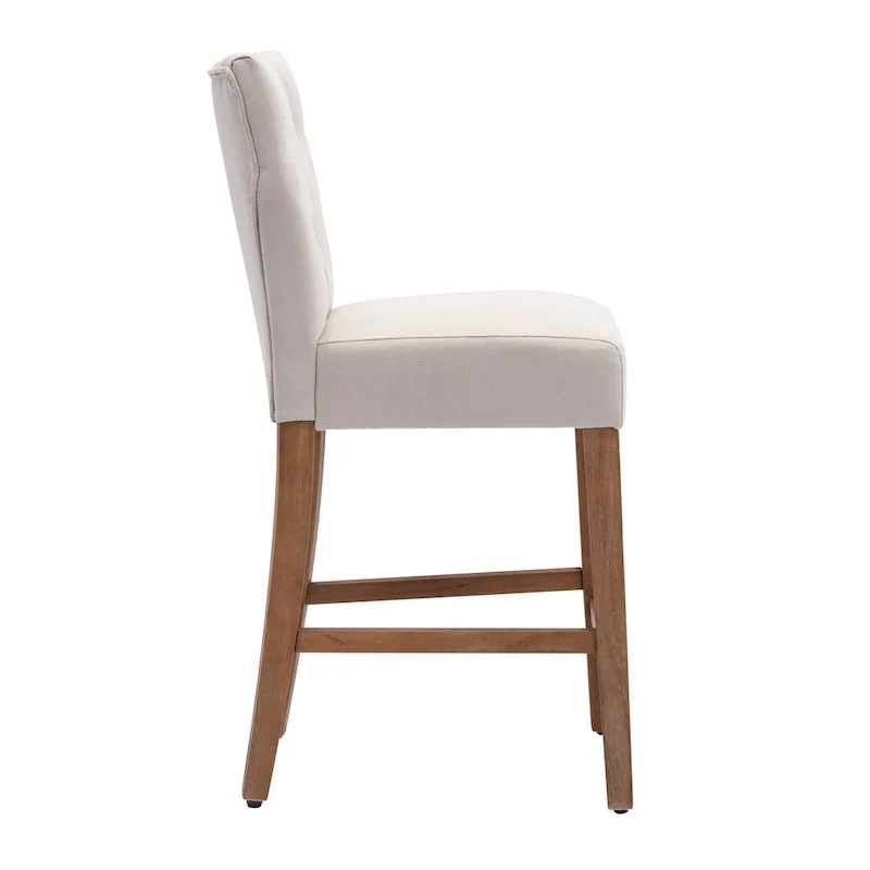 25 Inches Fabric Counter Height Bar Stools Button Tufted Upholstered Island Chairs Set of 2