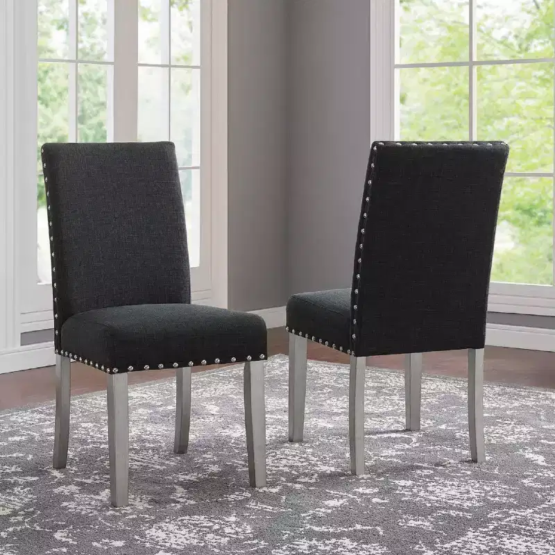 Brassex Set of 2 Bella Dining Chairs Dark Gray