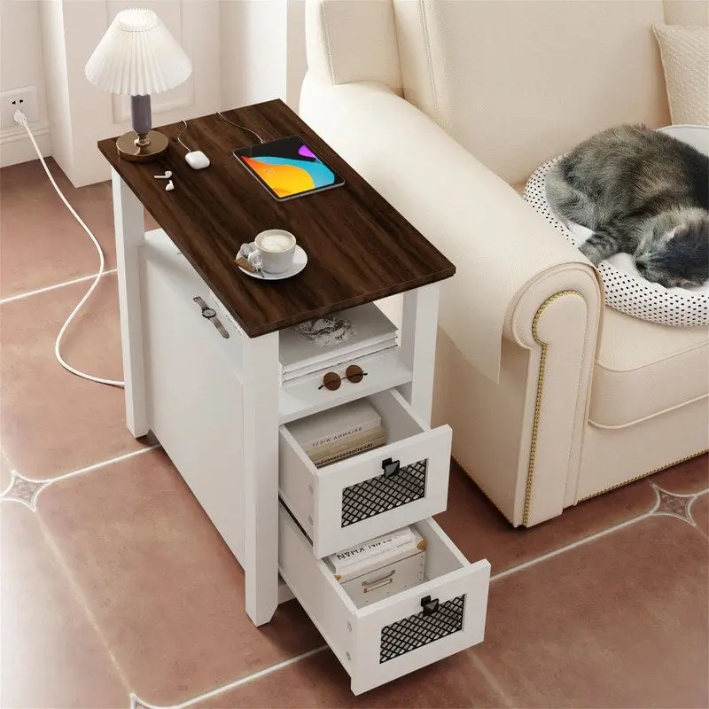 End Table with Charging Station - 13.78D x 23.6W x 24.8H