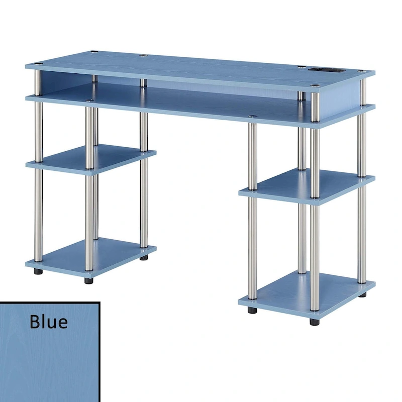Convenience Concepts Designs2Go No Tools Student Desk with Charging Station and Shelves