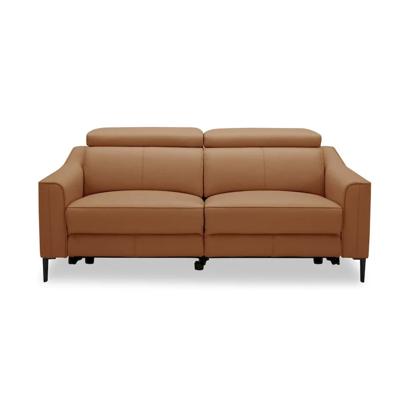 Camel Leather 3-Seater Sofa with 2 Power Recliners