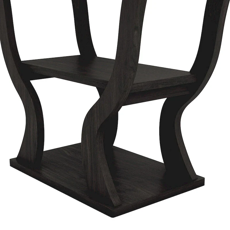 Espresso Particle Board Console Table with Open Shelf & Tapered Profile – Transitional Style