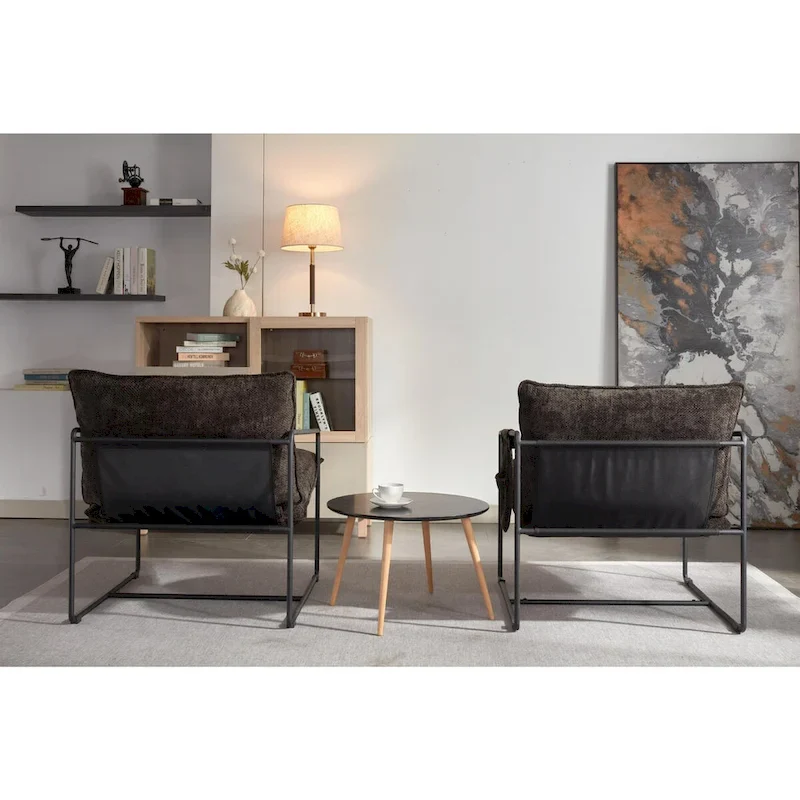 Upholstered Hanging Armchairs with Arm Pockets, Metal Frame