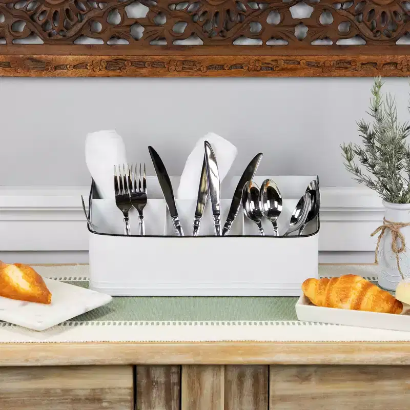 Northlight 14.25 White Rectangular Kitchen Utensil Storage Holder