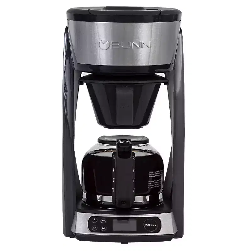 BUNN Heat N' Brew 10 Cup Programmable Coffee Maker - Black: Drip, Electric, Dishwasher-Safe, Basket Filter, 1300W