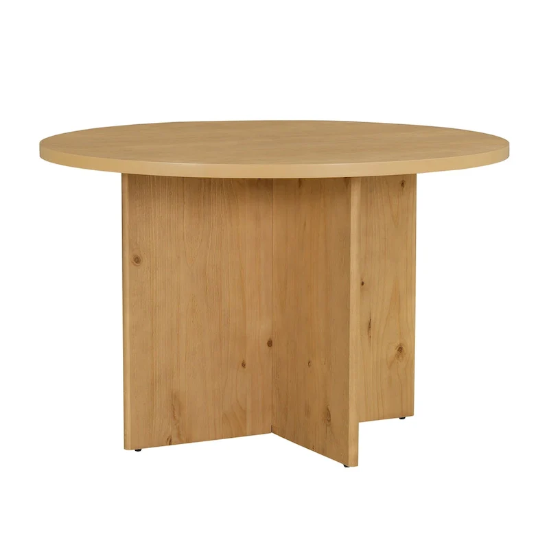 Modern 5-Piece Round Dining Table Set Pedestal Kitchen Table Set with 4 Upholstered Dining Chairs