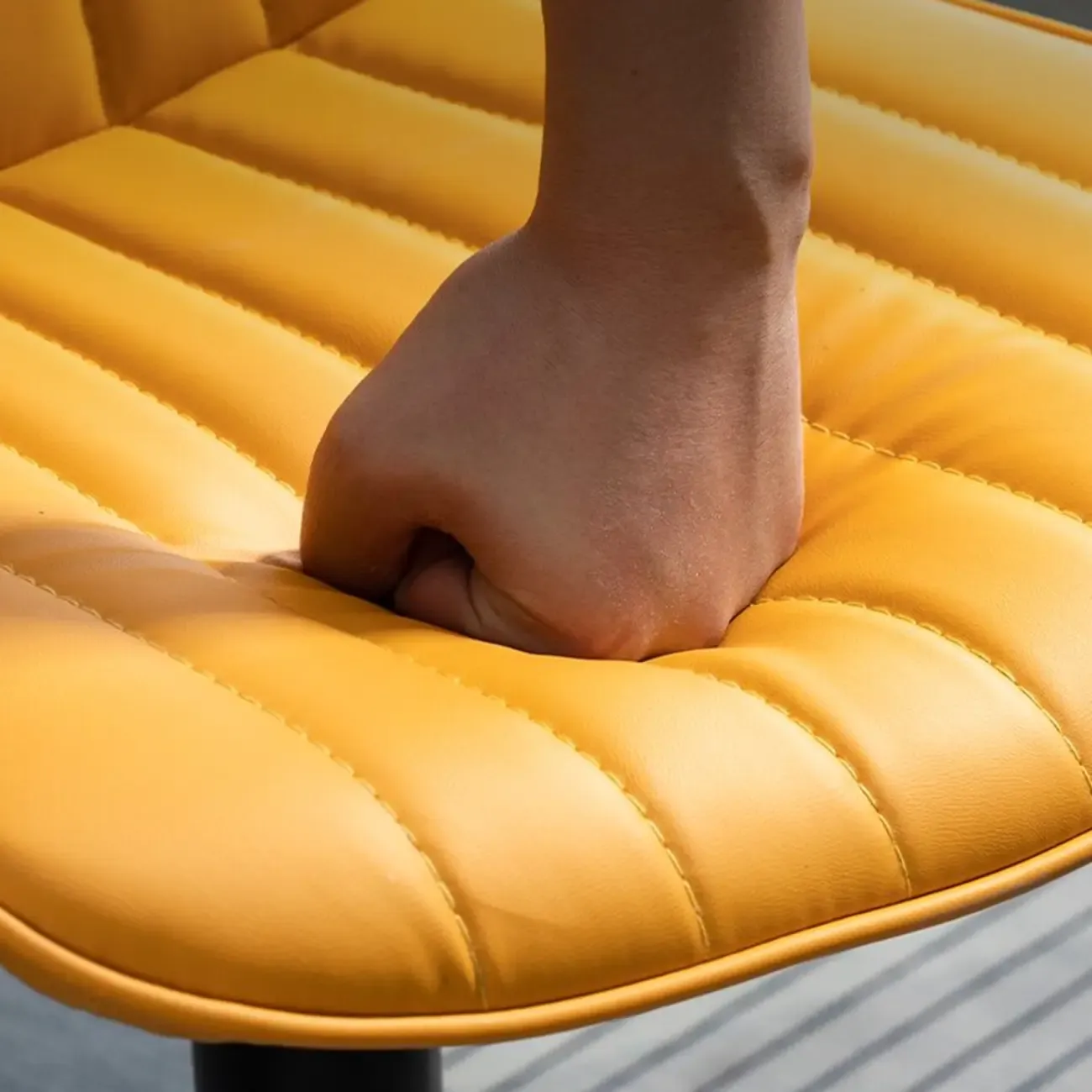 Modern Leather Upholstered Swivel Bar Stools Height Adjustable