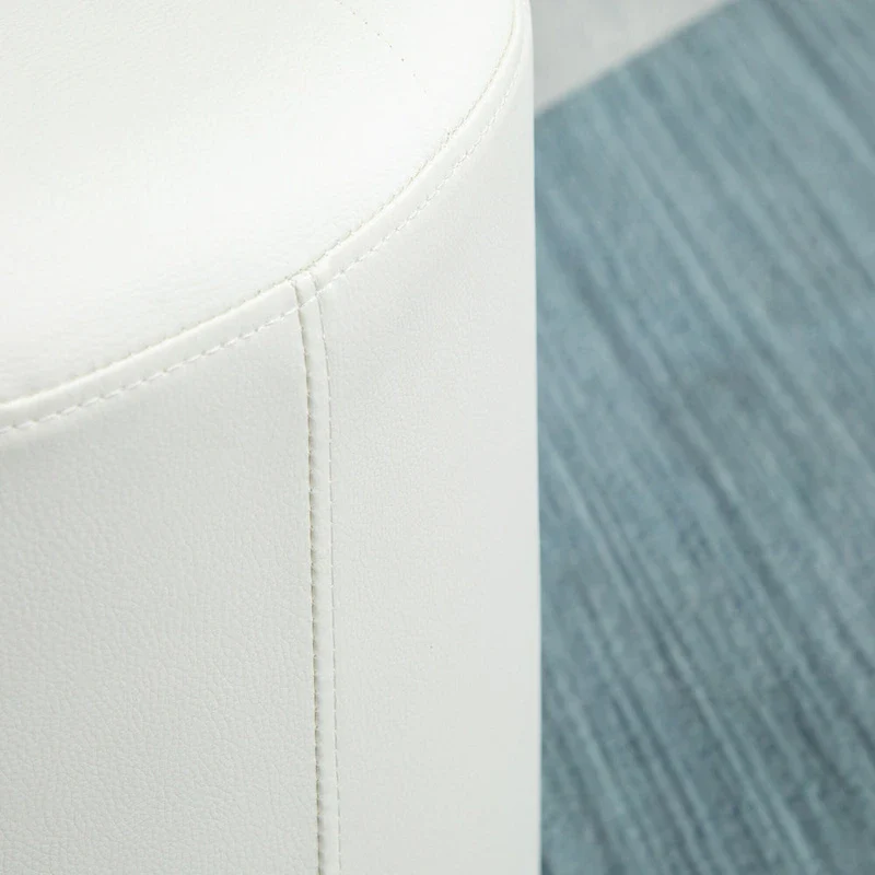 HOMCOM 360-deg Swivel Foot Stool Round PU Ottoman with Thick Sponge Padding and Solid Steel Base