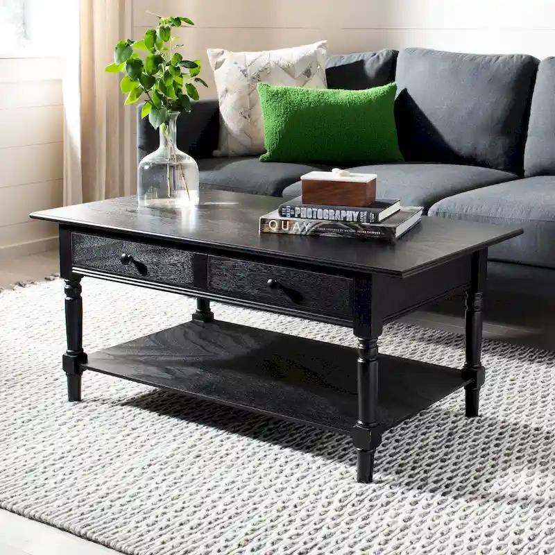SAFAVIEH Bama Grey 2-Drawer Coffee Table - 41.7 W x 21.7 D x 18.5 H - 42Wx22Dx19H