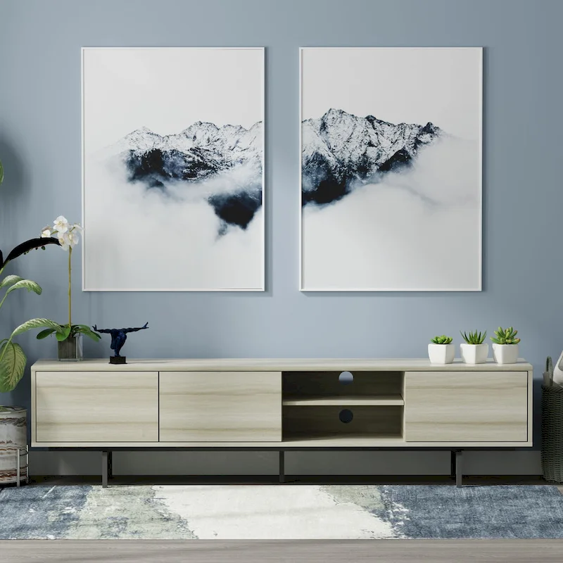 Glenwillow Home Atlas 78 x 20 Lowboy Mid-Century Modern TV Stand Console