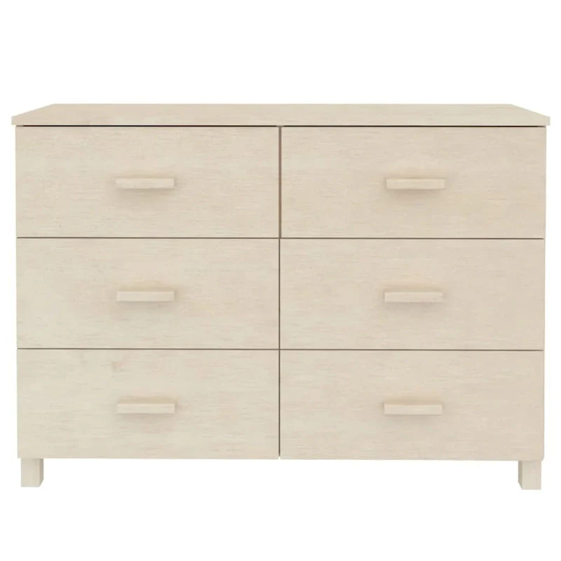 Solid Pine Wood Sideboard Buffet with 6 Smooth Sliding Drawers — 44.5