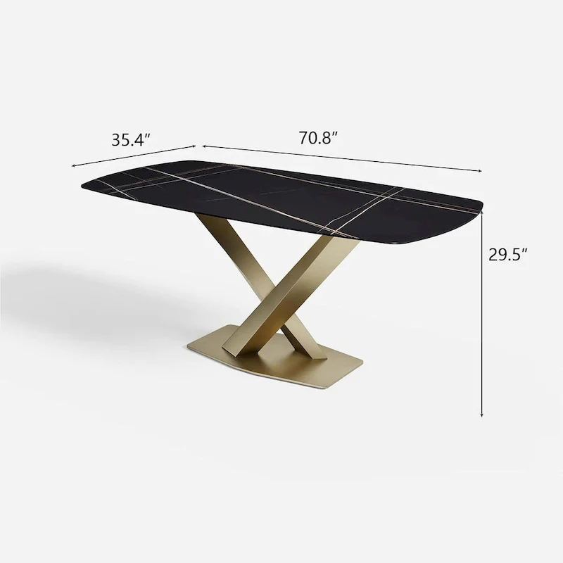 Modern Black Marble Dining Table Rectangular Table