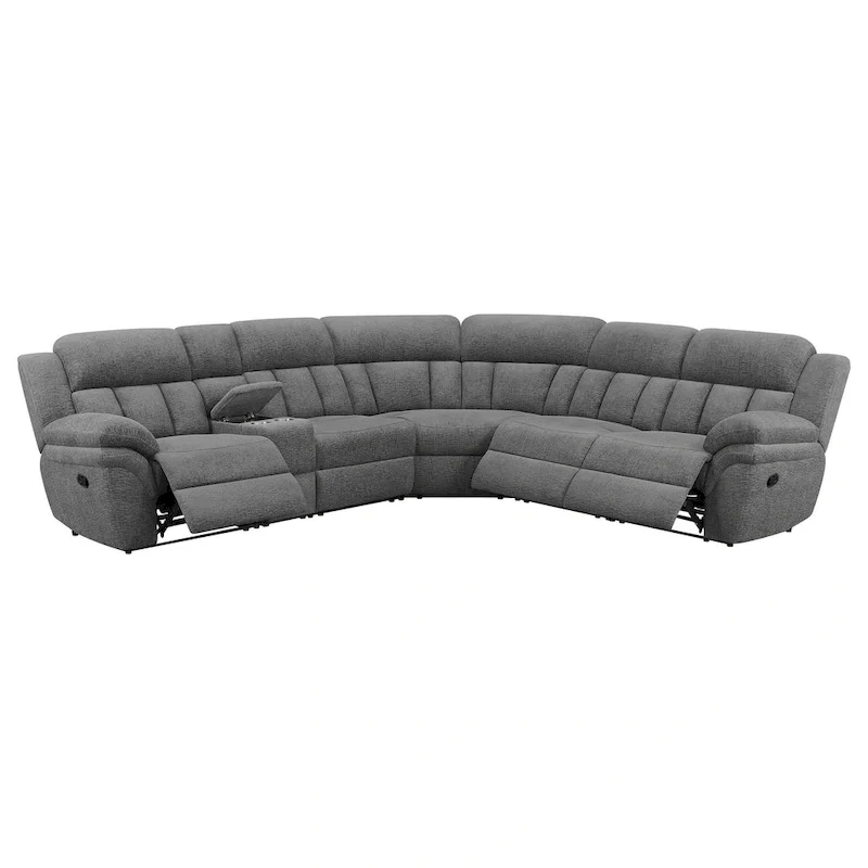 6-Piece Modular Sectional Sofa, Dark Gray Chenille, 3 Manual Recliners, Gel Memory Foam, USB Outlets