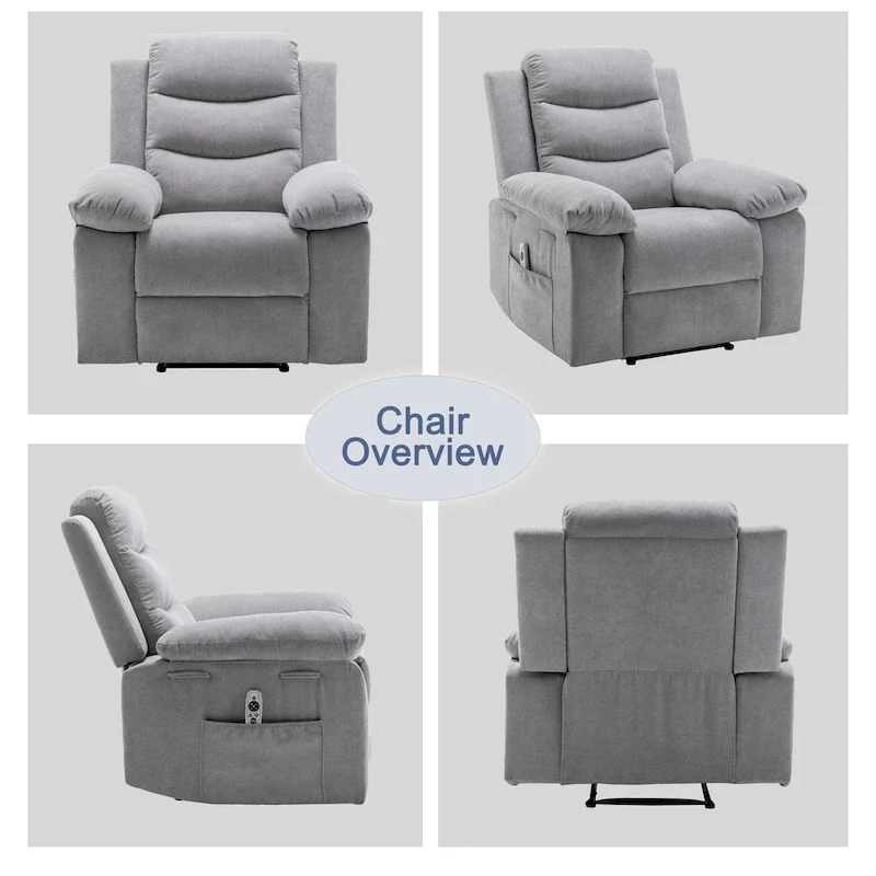 Electric recliner with seat heating and adjustable massage function