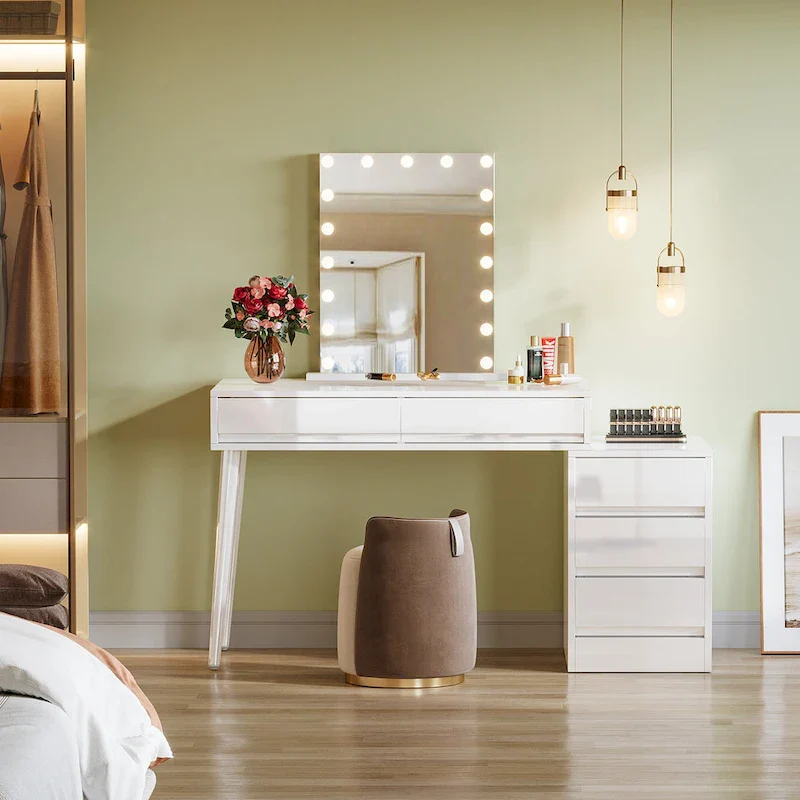 Modern Vanity Desk with Drawers, Reversible Makeup Dressing Table (Without Mirror)