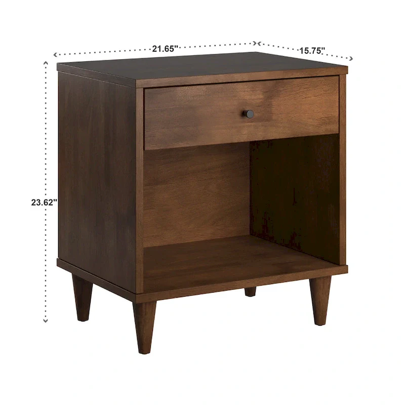 Frey 1-Drawer Brown Finish Wood Nightstand by iNSPIRE Q Modern