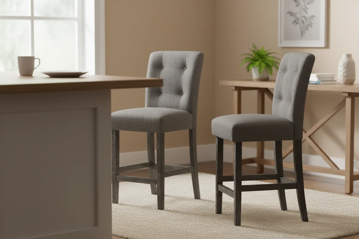 Fabric and Rubberwood 26-Inch Counter Stool