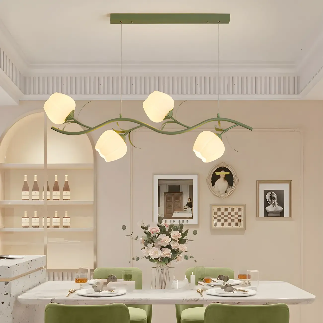 Elegant Modern Flower-Shaped Island Pendant Light for Kitchen