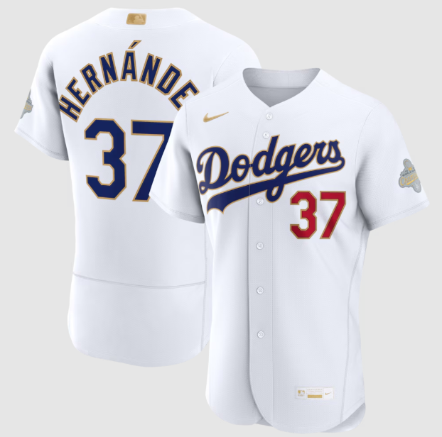 Los Angeles Dodgers Teoscar Hernández White 2026 Gold Collection Authentic Jersey
