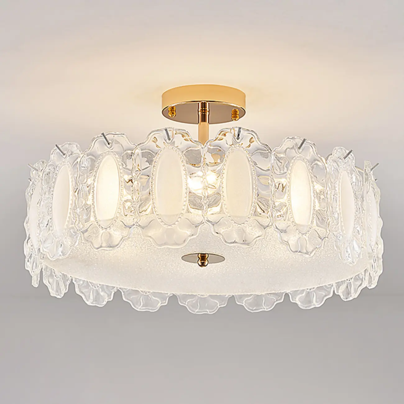 Modern Elegant Feather Glass Semi Flush Ceiling Light