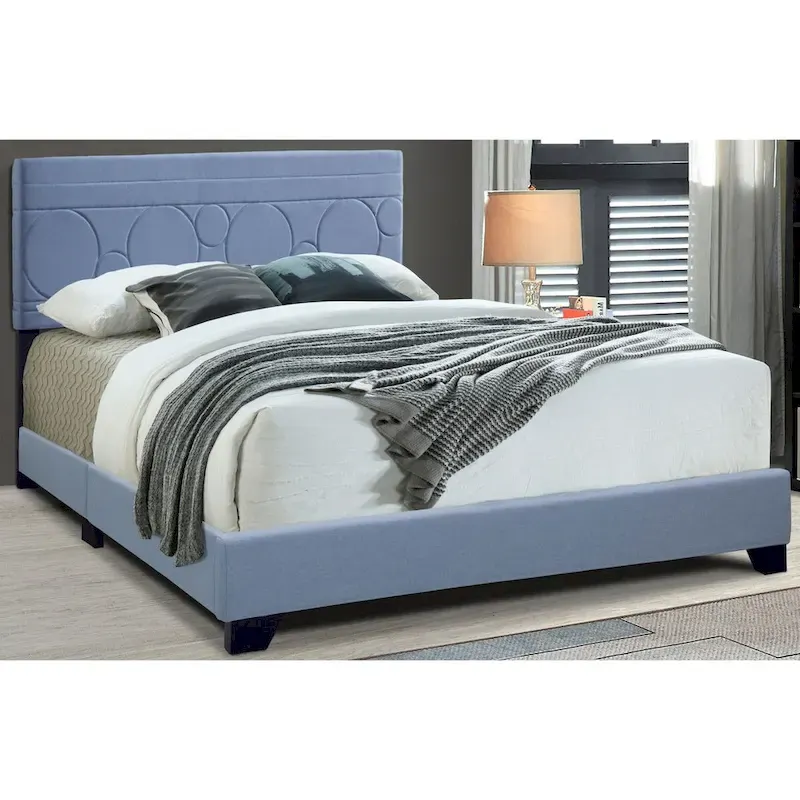 All-in-One Upholstered Blue Bed