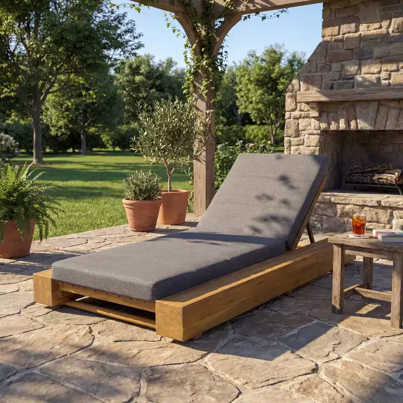 Christopher Knight Home Thomas Patio Acacia Chaise Lounges with Cushion and Adjustable Backrest
