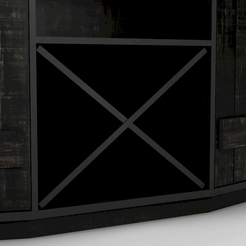 DH BASIC Farmhouse Plank-Style 28-Bottle 47-Inch Wine Cabinet Buffet by Denhour