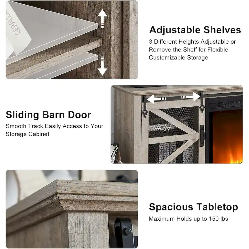 Farmhouse Fireplace TV Stand, Entertainment Center, TV Console