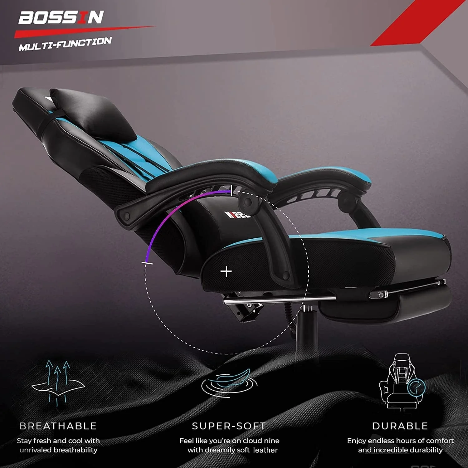BOSSIN Racing Style Gaming Chair,300 lbs Big and Tall gamer chair High Back Computer Chair