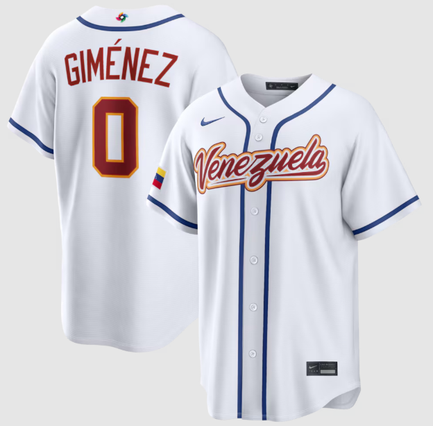 Venezuela Baseball Andrés Giménez White 2026 World Baseball Classic Home Stadium Jersey