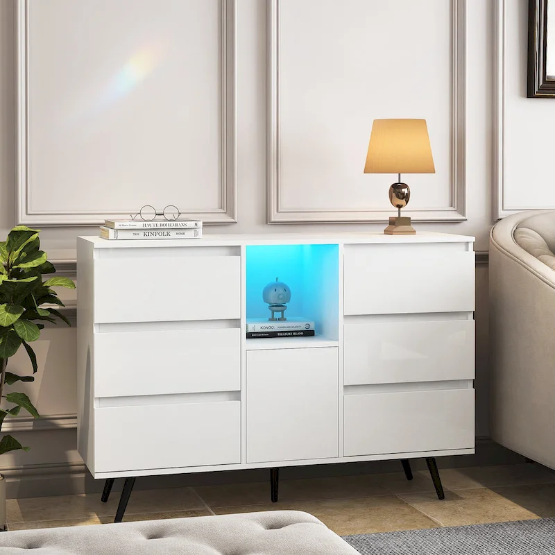 Sideboard Buffet Storage Cabinet with Led Light for Living Room
