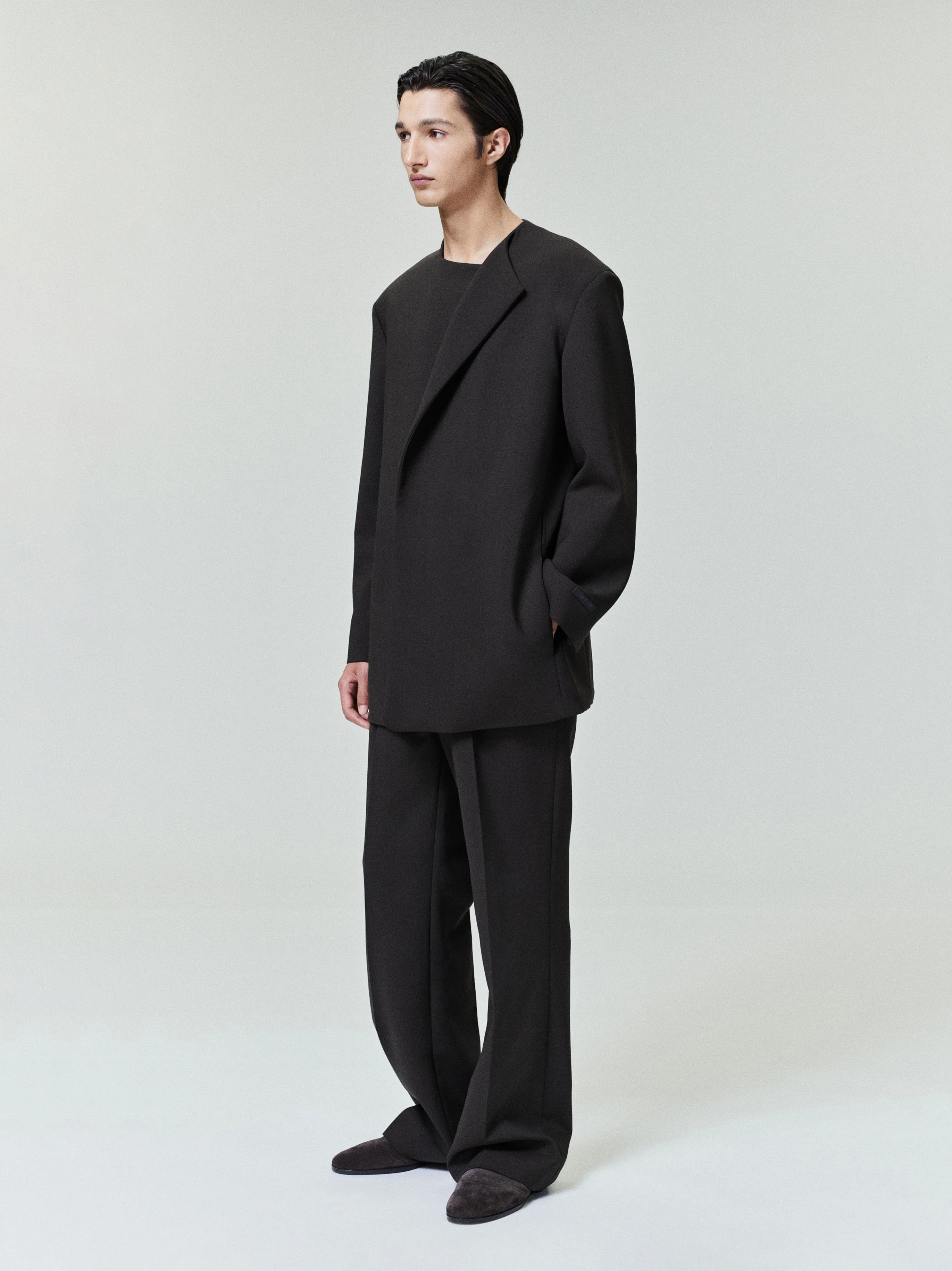 Double Weave Wool Crewneck Jacket