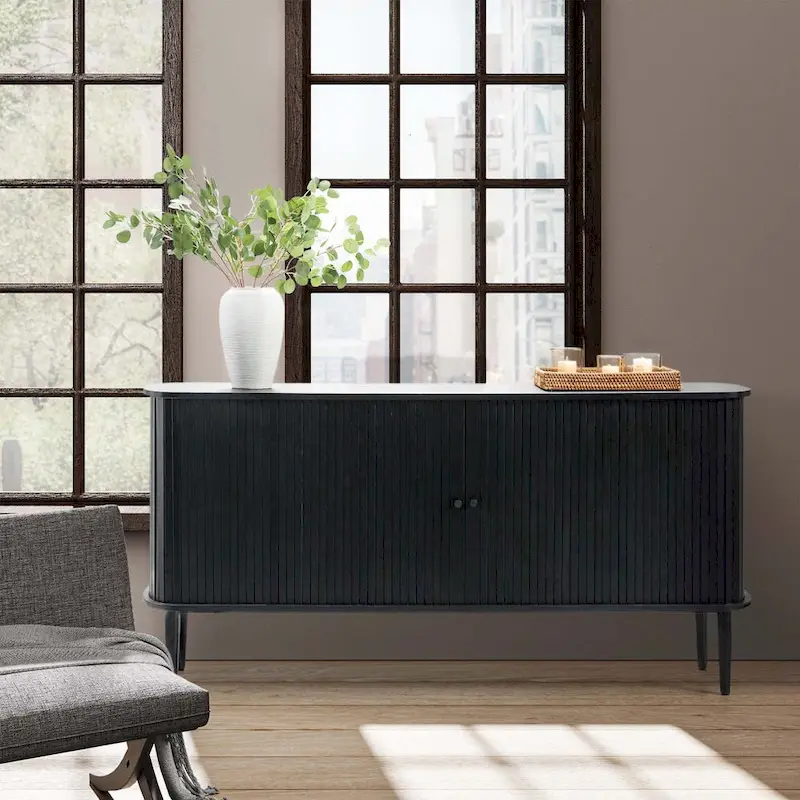 63-Inch Modern Sideboard with Sliding Doors and Adjustable Shelf