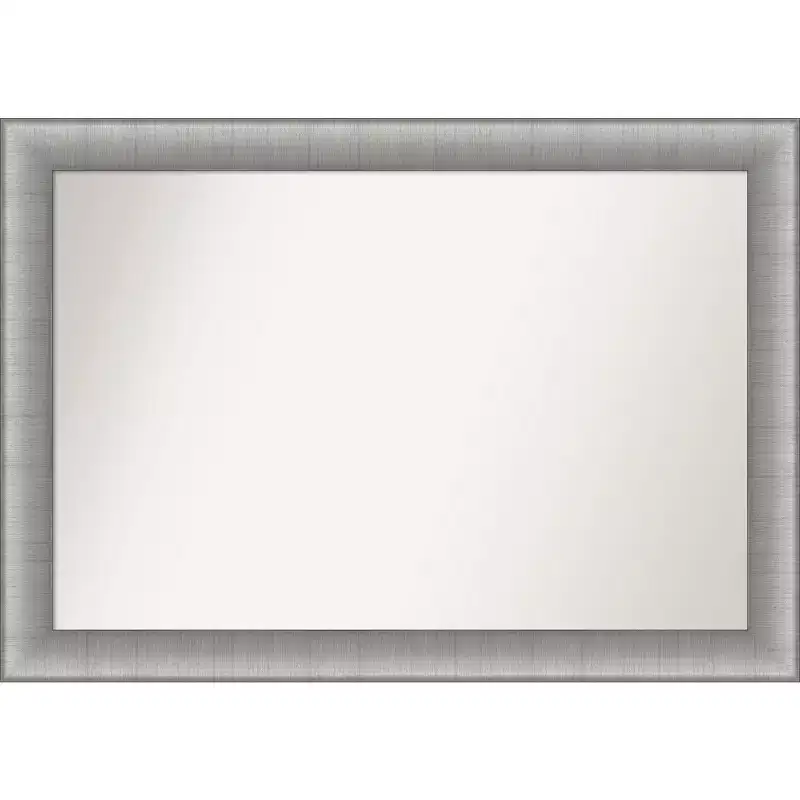 Amanti Art 41"x29" Non-Beveled Elegant Bathroom Wall Mirror Brushed Pewter : Includes Mounting Hardware, Polystyrene Frame